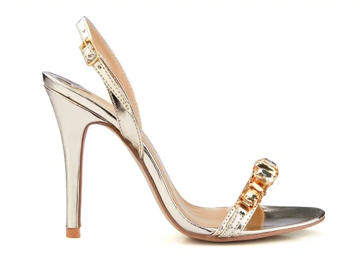 

plus size 35-43 sexy gold/silver women high heels rhinestone sandals 2016 party wedding ladies high heeled shoes summer fashion