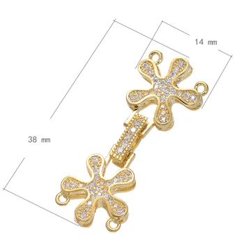 

New Designer Flower DIY Bracelet Loop Charm Zircon Gold Bracelet Connector Charm Fit Jewelry Making 5pcs/Lot Wholesale