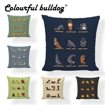 

Fanny Pet Dog Yoga Pillowcase European Bulldog Golden Retriever 43 * 43cm Cartoon Dog Schnauzer Decorating House Living Room