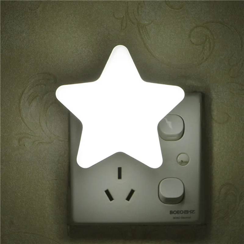 Милый светодиодный мини-светильник в виде звезды, ночник для туалета, детской спальни, прикроватная лампа с вилкой европейского и американского стандарта, детский спальный светильник с датчиком управления, Новинка - Испускаемый цвет: Белый