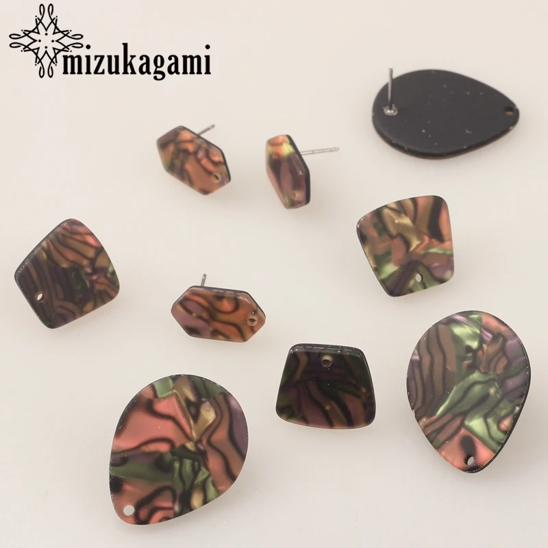 

Resin Tortoiseshell Imitation Abalone Shell Base Earrings Connectors For DIY Earrings Jewelry Making Finding Accessories