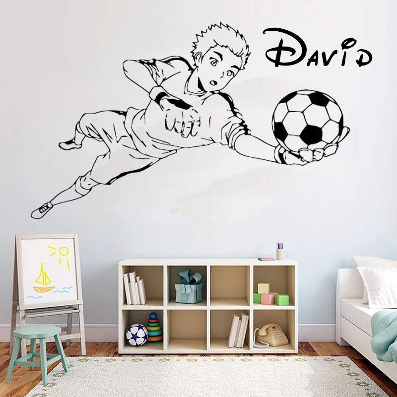 5133 Soccer Player Wall Sticker Soccer Wall Decor Personalized Name Soccer Goalkeeper Wall Decal