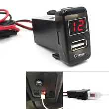 2 em 1 Auto Car Voltímetro Digital Painel Do Carro-Adaptador de carregador USB Tensão Volt Medidor Medidor para TOYOTA Automóvel acessórios