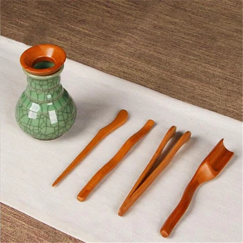 

5pcs/set Kung Fu Tea Sets Bamboo Handmade Clip Strainer Tea Tools Set Vintage Puer Knife Spoon Tea Ceremony Utensils