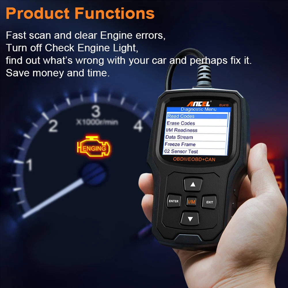 Диагностический сканер ANCEL EU410 OBD2 ODB для Peugeot Citroen Renault Opel считыватель кодов