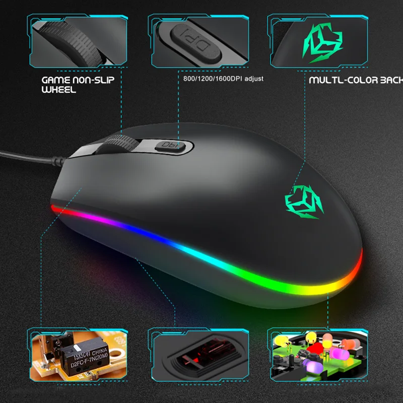 

High Quality Professional Wired Gaming Mouse 4 Button 1600DPI LED Optical Computer Mouse Gamer Mice For Laptop PC Computer Gamer
