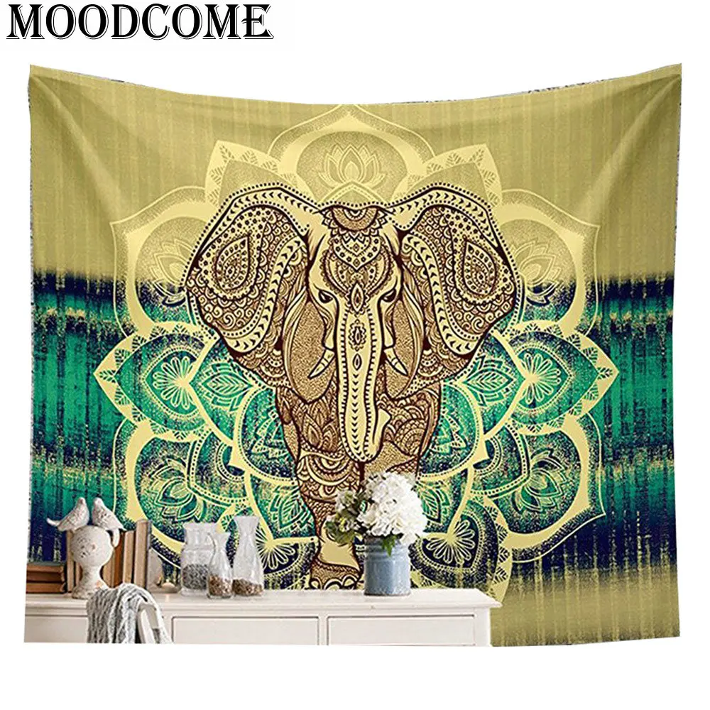 indian mandalas elefante elephant tapestry boho blanket polyester
