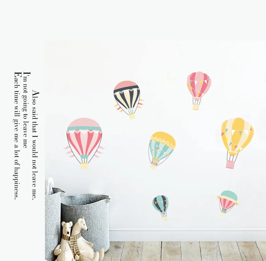 

Romantic Colorful Hot Air Balloon Color Wall Stickers For Kids Bedoom Nursery Wall Art Decor Poster Wallpaper Home Decoration