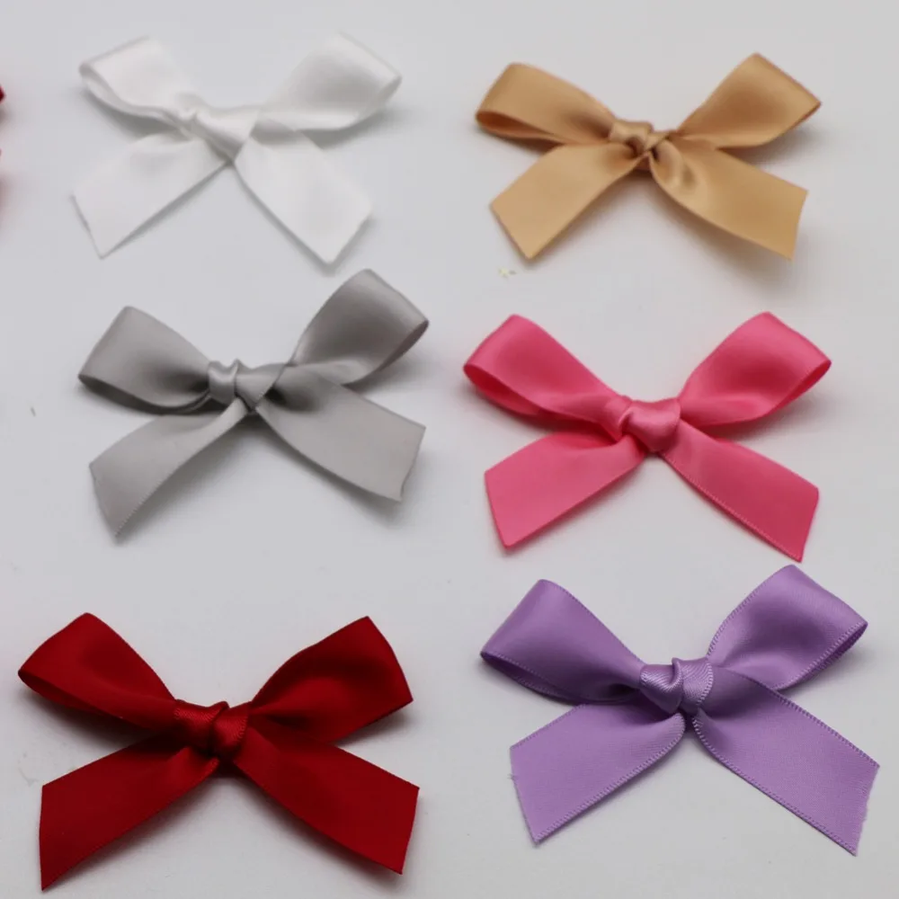 100 Pcs Mini Satin Ribbon Flowers Bows Gift Craft Wedding Decoration pick DIY sr 
