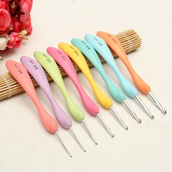 

8pc 2.5mm-6.0mm Soft Handle Rainbow Weave Crochet Hook knitting Needle DIY Wool Suit Sweater Weave Tool Costura agulha de croche