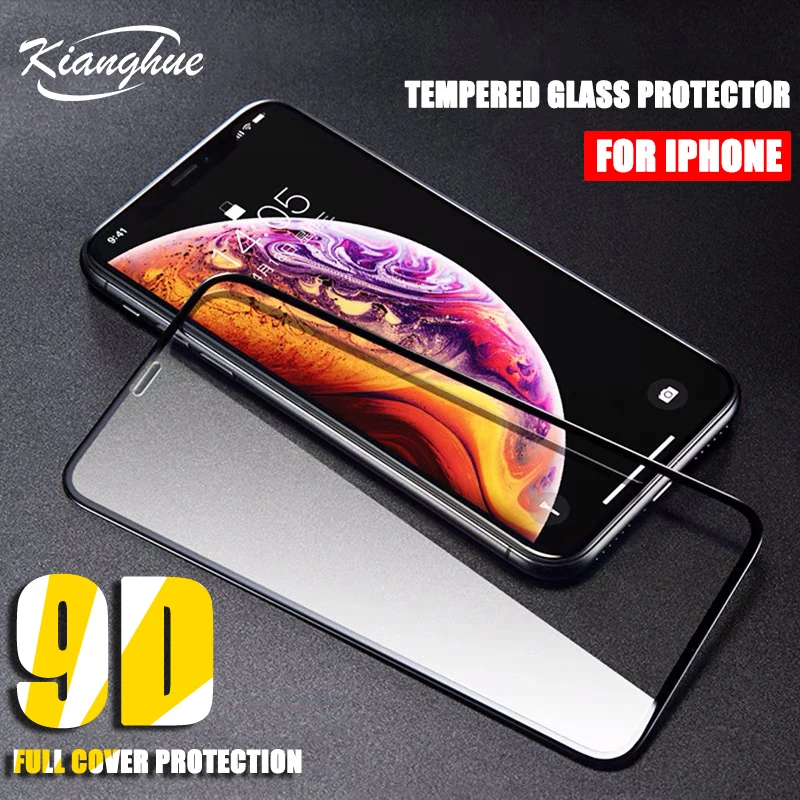 Goedkoop 9D Volledige Cover Screen Protector Voor Iphone Xs Max Xr X 8 7 6 s 6 Plus 9 H Screen beschermende Glas Gehard Glas Bescherming Film