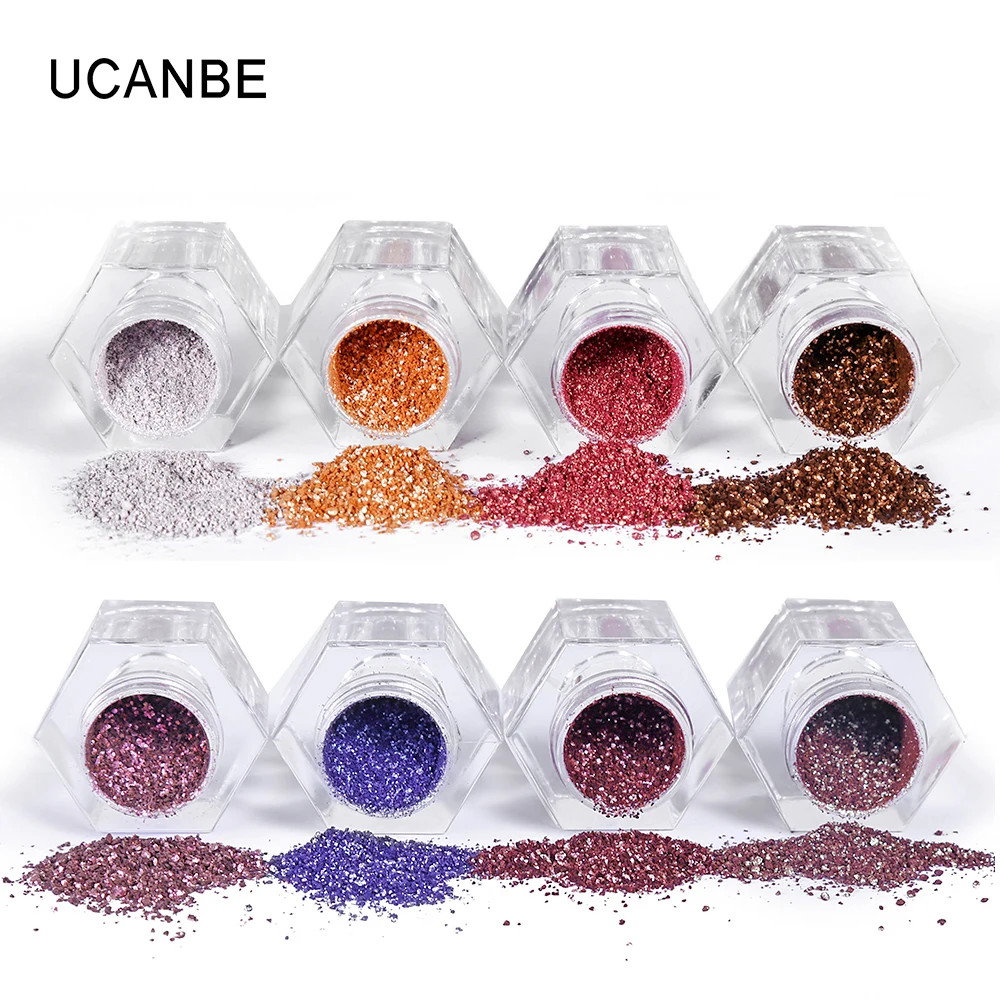 UCANBE Duo хромированные блестящие Свободные Тени для век Пудра 8 видов цветов голографические Мерцающие Металлические тени для век макияж алмазные Сияющие тени для век