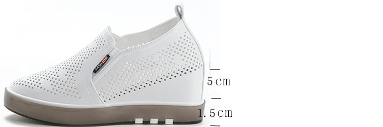 Летние дышащие кроссовки из искусственной кожи на платформе; кроссовки на танкетке и высоком каблуке; Femme; Повседневная белая Вулканизированная обувь; визуально увеличивающая рост на 6 см