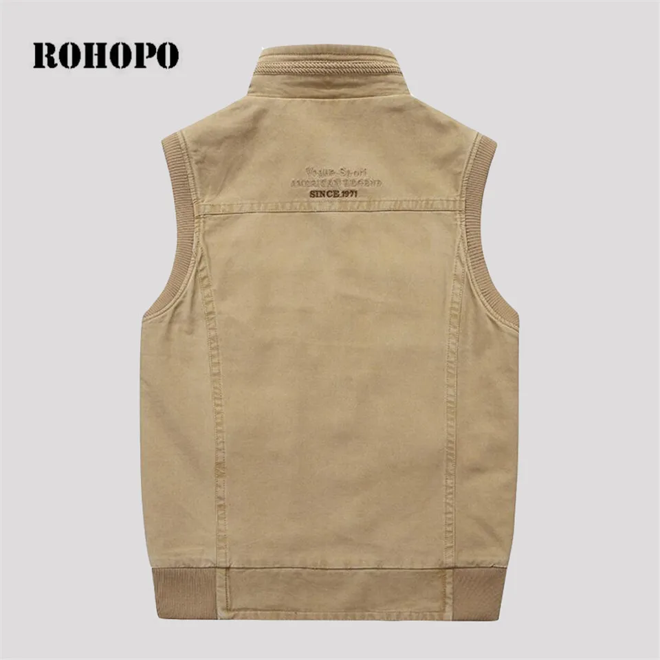 Мужской жилет с карманами ROHOPO 7XL/8XL из 100% плотного хлопка куртка без рукавов для