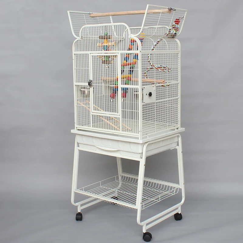 High quality Luxury Iron Metal Large Parrot Cage With Stand And Bird