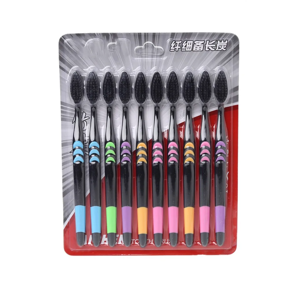 

10pcs Soft Bamboo Charcoal Nano Toothbrush Oral Care antibacterial Adults Teeth Brush Travel Teeth Whitening Oral Care