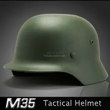 Leger Duitse M35 Helm Staal Groen Zwart Staal Helm Tactical Airsoft Accessoires Helm Jacht Special Force Veiligheid Apparatuur