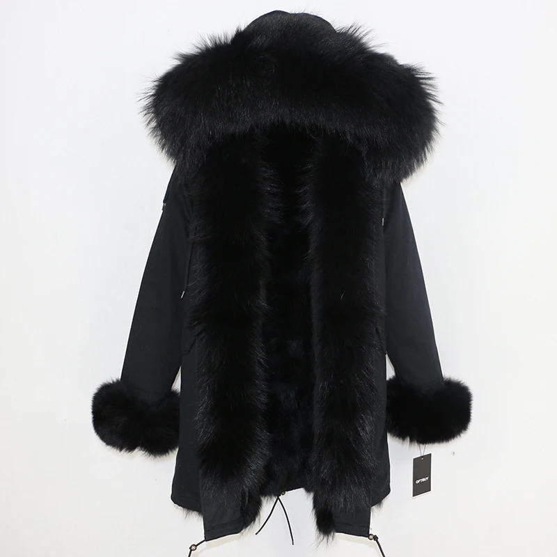 OFTBUY новая зимняя куртка женская парка пальто из натурального меха енота воротник из натурального Лисьего меха Толстая теплая верхняя одежда уличная одежда - Цвет: full black F