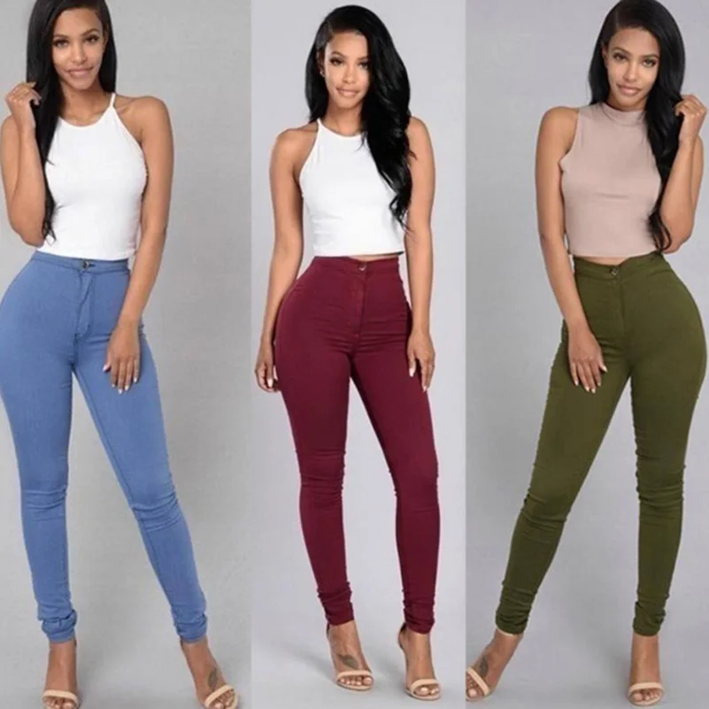 Solid Color Skinny Jeans Woman White Black High Waist Render Jeans Vintage Sexy Long Pants Femme Casual Pencil Pants Denim Jeans Solid Color Skinny Jeans Woman White Black High Waist Render Jeans Vintage Sexy Long Pants Femme Casual Pencil Pants Denim Jeans