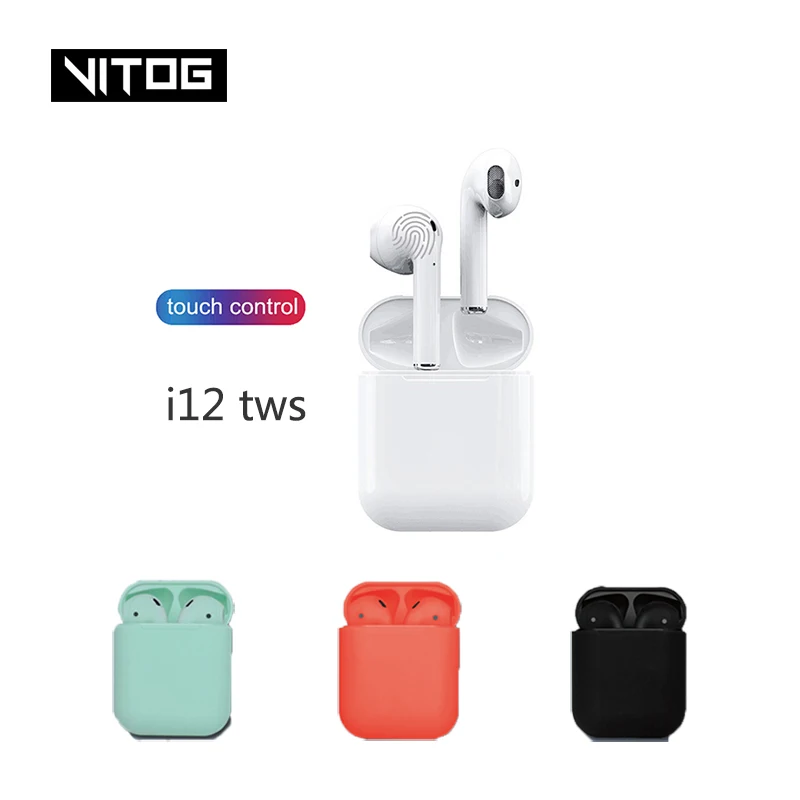 

i12 tws Bluetooth Earphone Wireless earphones Touch control Earbuds with Charging box case mic for iPhone Android phone earphone