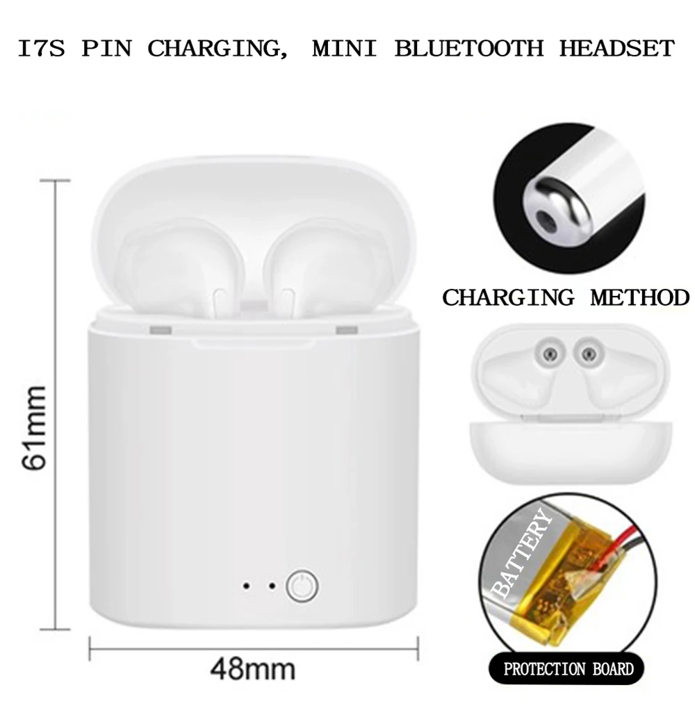 Bluetooth наушники i7s спортивный динамик стереонаушники с зарядным устройством громкой связи Мини Наушники беспроводной bluetooth 5,0