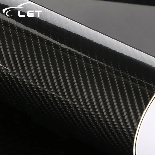 Car 5D HIGH GLOSS Black Carbon Fiber Vinyl Wrap Film Sheet Decal Waterproof 1PCS