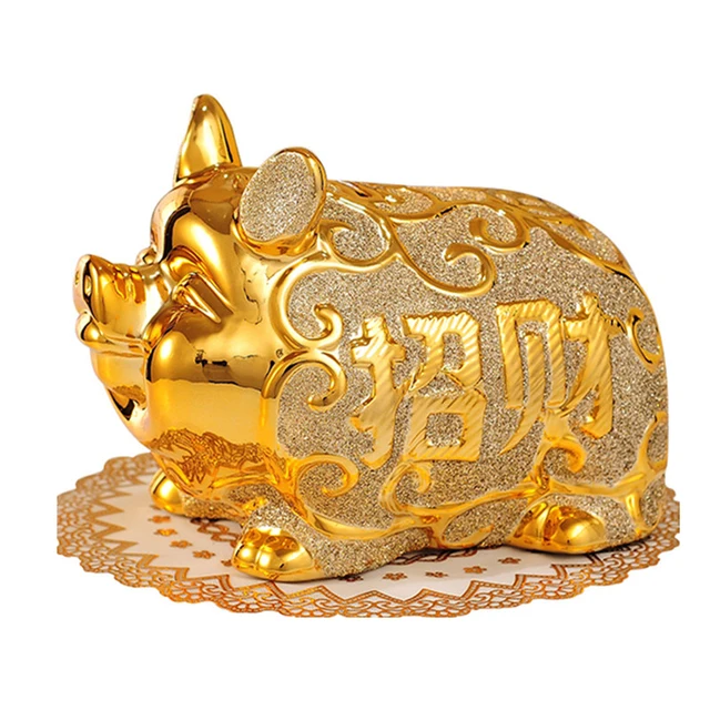 Animal Coins Ceramic Large Pig Piggy Bank Golden Cute Save Money - animal coins ceramic large pig piggy bank golden cute save money boxes jar gold cartoon mealheiro funny box piggy minion m5b019