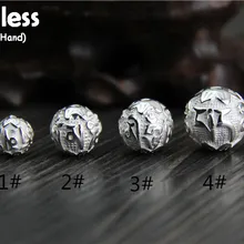 Uglyless Настоящее серебро 925 проба мяч фурнитура для бусин ювелирные изделия DIY ручной работы резные фигурки в буддистском стиле мантра круглых разделительных бижутерия с бисером