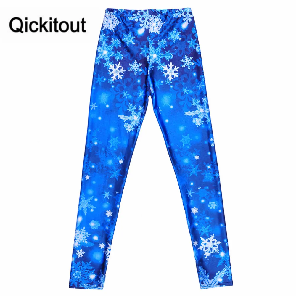 Qickitout леггинсы модные новые леггинсы Серебряные Снежинки 3D принт женские синие брюки горячие брюки ropa mujer горячая распродажа