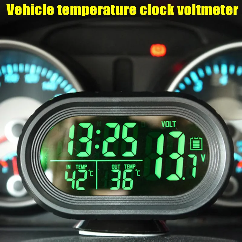 

Car Auto Vehicle Digital LCD Monitor Thermometer Alarm Clock Voltage 12V-24V with Night Light Car Styling