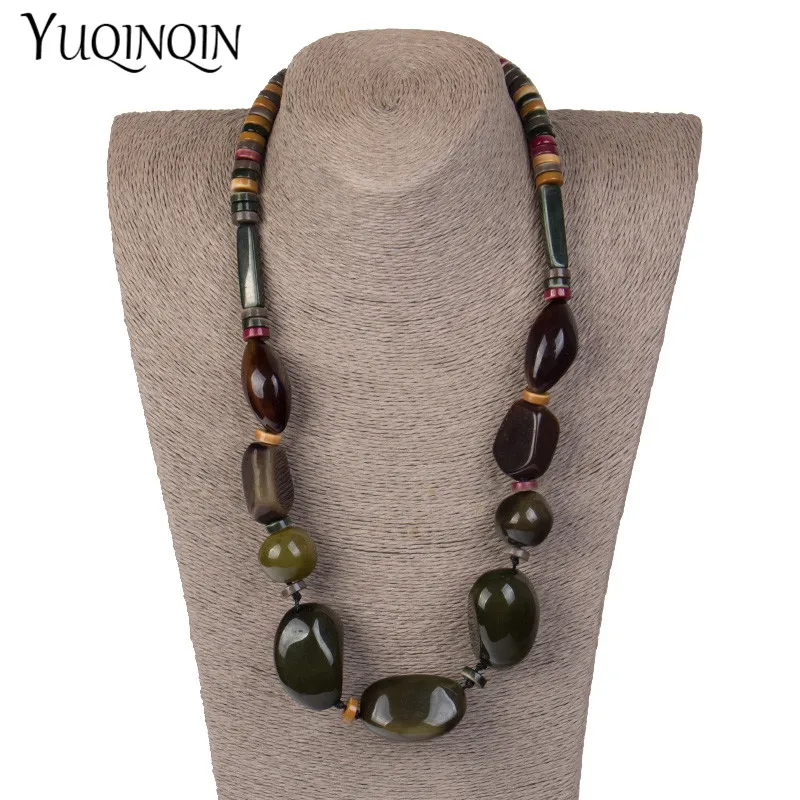 

Long Big Acrylic Resin Bead Chains Fashion Necklaces Women Geometric Stone Pendant Designer Necklace Vintage Jewelry Wholesale