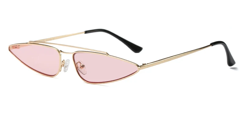 Kachawoo, маленькие солнцезащитные очки кошачий глаз, женские, Ретро стиль, треугольная оправа, металлическая, золотая, розовая, фиолетовая, черная, модные женские солнцезащитные очки - Цвет линз: clear pink