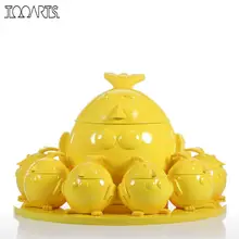 Tooarts Tomfeel Cartoon Chicken Family Resin Figurines Sculpture Home Decor Modern Art Figurine Animal Statue Mini Craft Gift