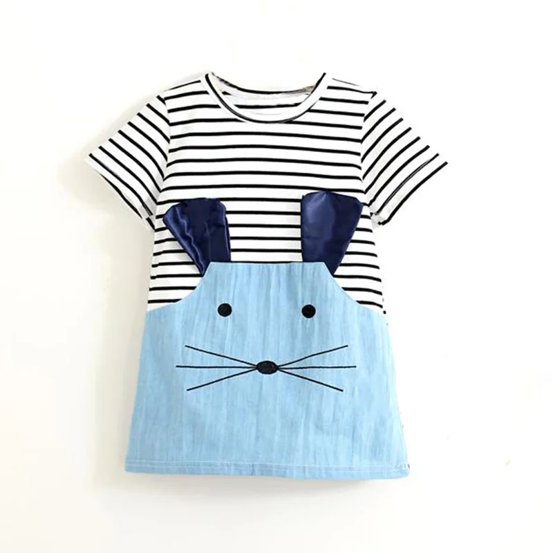 

2018 New 1-8Y summer children's dresses casual striped girls a-line dresses fashion short sleeve T-shirt dresses for kids girls