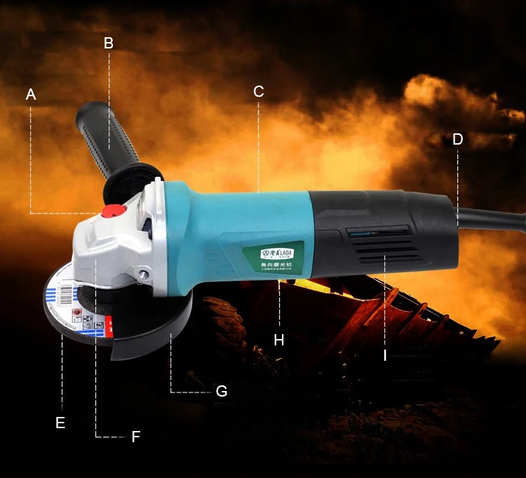 LAOA 1010 Вт Мощный Промышленный Угловая Шлифовальная Машина Для Резки Шлифовальный Станок Для Ногтей Бытовой Электроинструмент балгарка