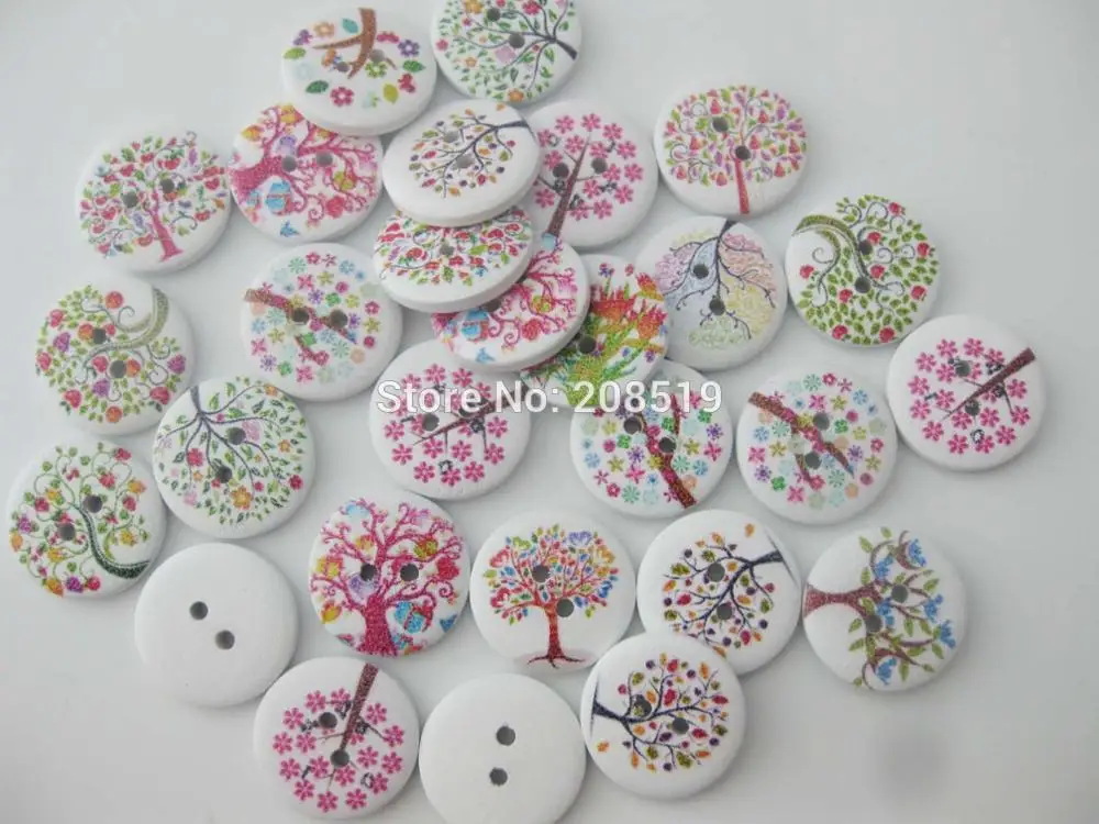 

WBNVEW Fashion buttons mix 150pcs round shape 4/5" painting wood button kid's clothes button sewing supplies