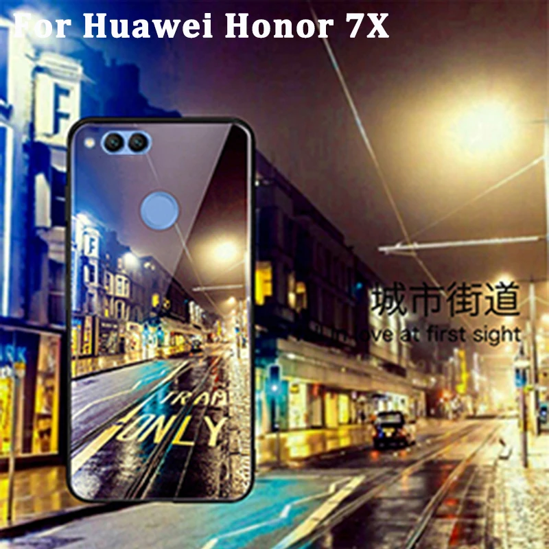 Чехол из закаленного стекла для Huawei Honor 7X Защитные чехлы Honor7X стеклянный чехол 7 X