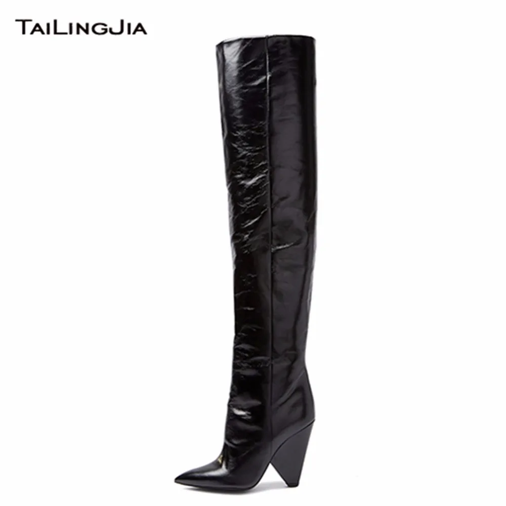 Bottes D'hiver Cours 2019 Noir Étrange Zipper Avec Genou Chaud Dames Livraison Pointu Garder Talons Femelle Chaude Bout Mode Gratuite Au Black dEYqw06qx