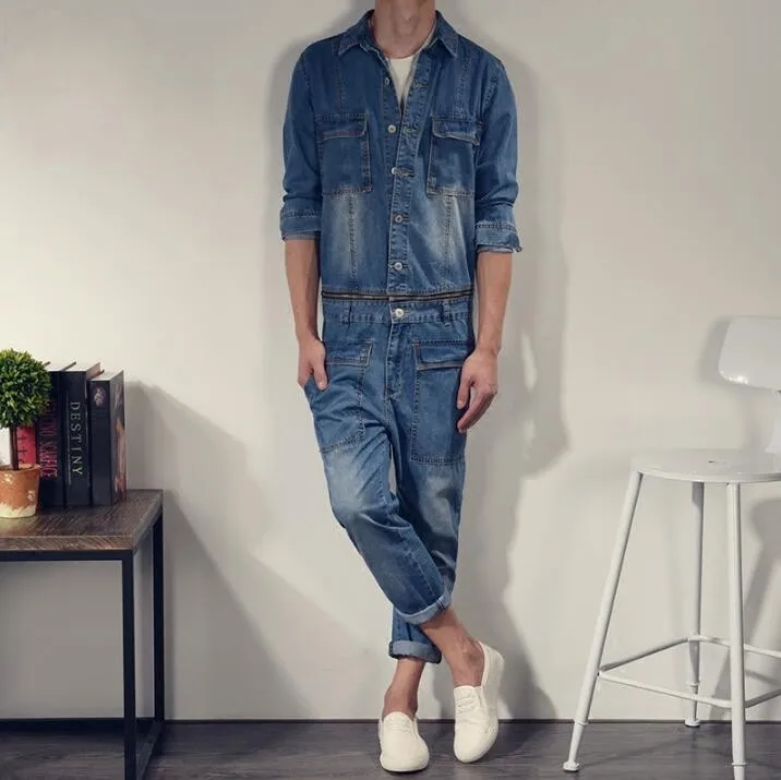 mens denim onesie