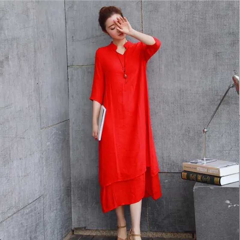 plus size mandarin collar dress