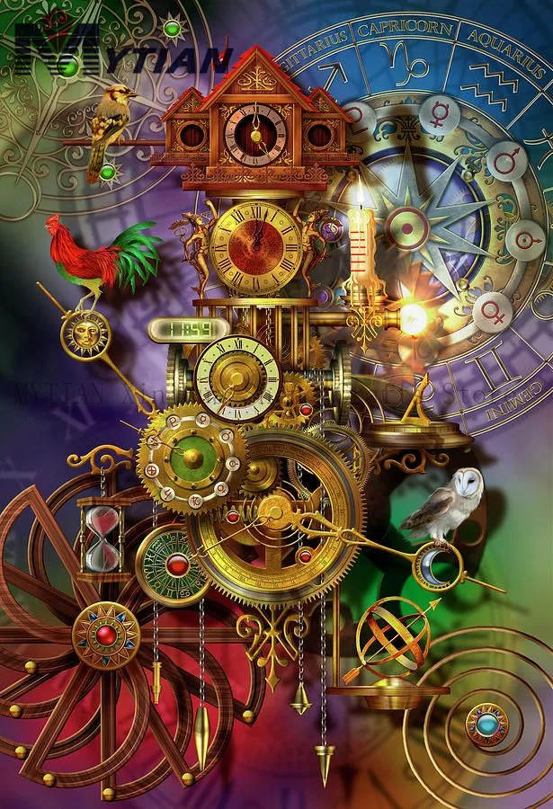 

New Mechanical Clock Full Resin Mosaic Diamond Painting 5D DIY Cross Stitch Kit Handmade Craft Home Decor Diamond Embroidery