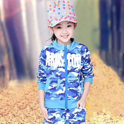 

High Quality 2019 Spring Fall Boys Girls Fashion Camouflage Clothing Set Children Sport Clothes 2Pcs Kids Military Uniform N229