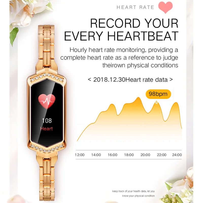 B78 Smart Watch Men Women Smart Band Heart Rate Blood Pressure Monitor Metal Strap Fitness Tracker Wristband for Android IOS