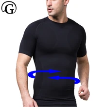 PRAYGER мужской корсет компрессионная грудь для похудения талии топ майки для бодибилдинга с короткими рукавами футболка Формирователи тела