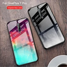 Tempered Glass Case For OnePlus 7 Pro Silicone soft Back Cover For OnePlus 7 Pro Cartoon Pattern Phone Cases For OnePlus 7Pro