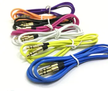 

100PCS 1M 3.5mm Auxiliary Audio Cable Male Jack Plug To Male Flat Aux Cable for Mobile phone MP4 MP3 player