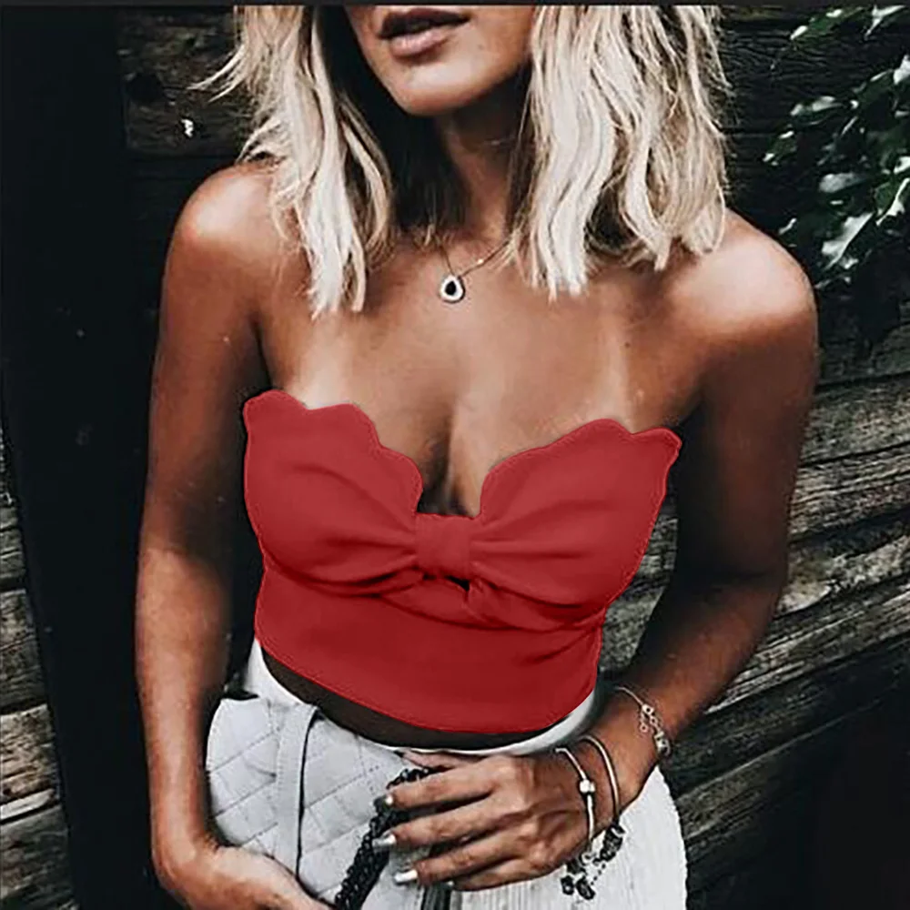 Fashion Women Sleeveless Summer Bustier Crop Top Vest Tube Tank Top Blouse Shirt Clothes Solid Plain Hot Casual Clothes