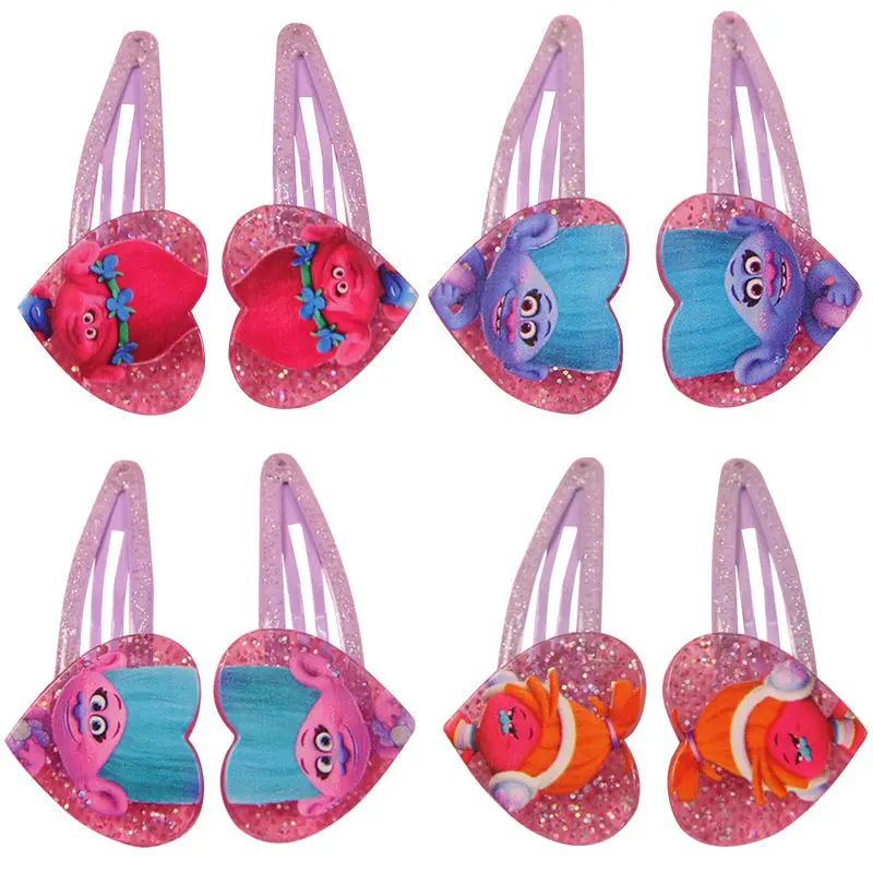 4pcs/set Girl TROLLS Hair Claws Clips Headwear Cartoon Kids Accessories Clip Cosplay Props Poppy