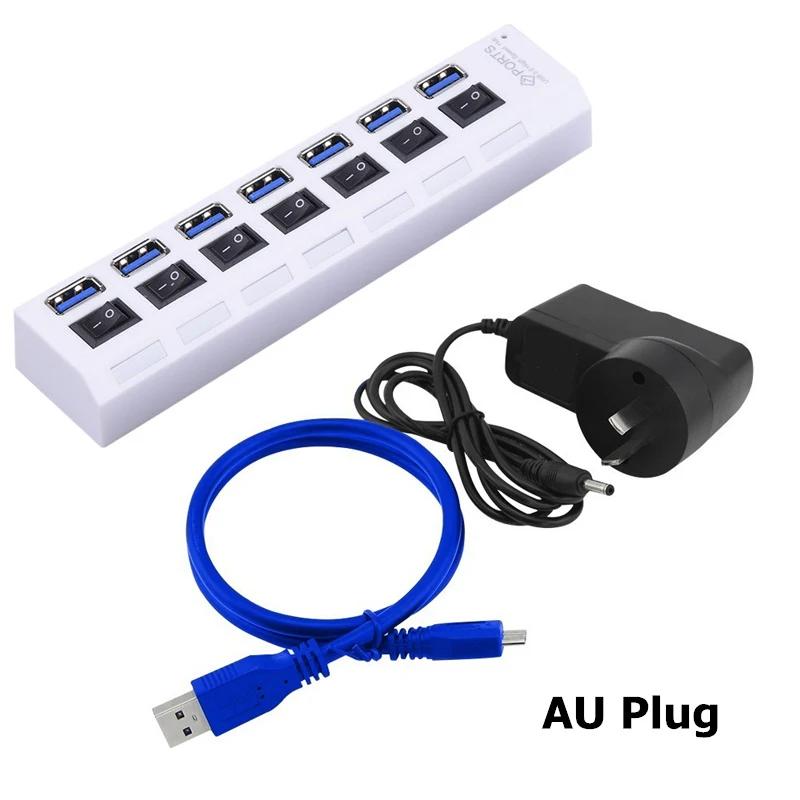 USB HUB 3,0 Супер скорость 5 Гбит/с 7 портов USB 3,0 usb-хаб с переключателем включения/выключения Platooninsert для компьютера ноутбука периферийные устройства