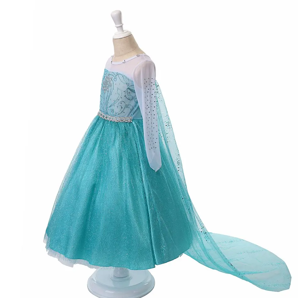 Girls Princess Elsa Dress up Costme with Diamond (3)
